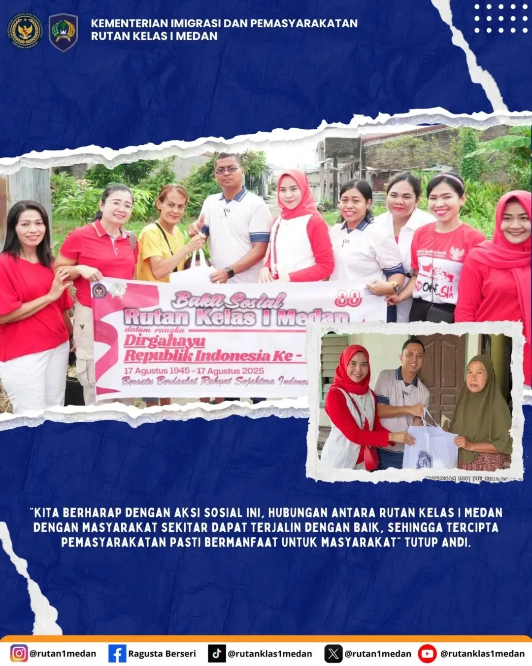 Rutan Kelas I Medan Gelar Jalan Santai dan Bantuan Sosial