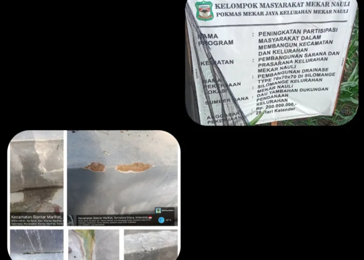 Proyek Drainase Rp200 Juta di Siantar Marihat Rusak, Kualitas Kerja Pokmas MekarJaya Dipertanyakan