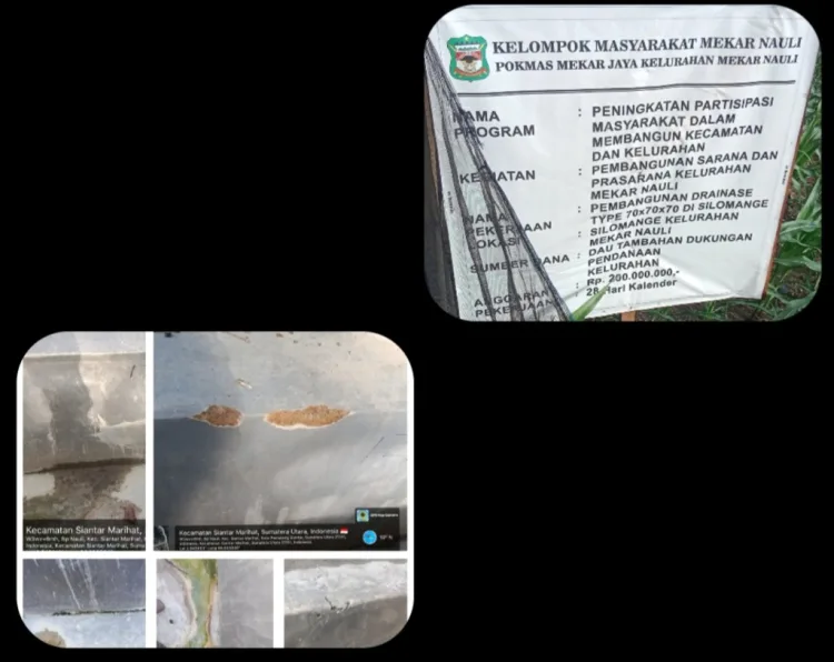 Proyek Drainase Rp200 Juta di Siantar Marihat Rusak, Kualitas Kerja Pokmas MekarJaya Dipertanyakan